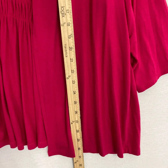Charter Club Pink Red Soft Stretch Lightweight Knit 3/4 Sleeve Open Front Top 2X - Picture 5 of 10